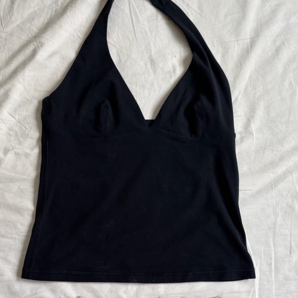 TNA Athletic Black Halter V-Neck Tank Top